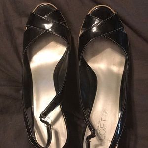 Black, Patton leather sandal pumps!